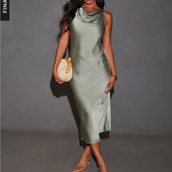 Vici cowl neck dress, green 💚 - Picture 5 of 8